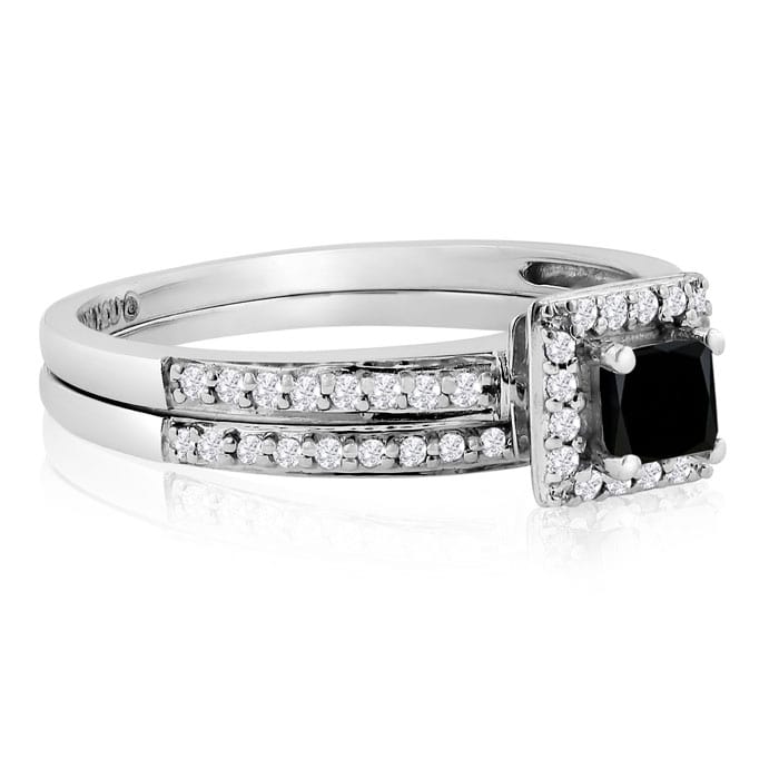 1/2ct Black and White Diamond Bridal Set
