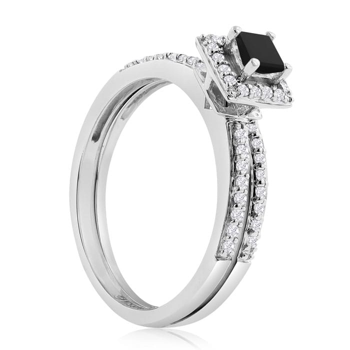 1/2ct Black and White Diamond Bridal Set
