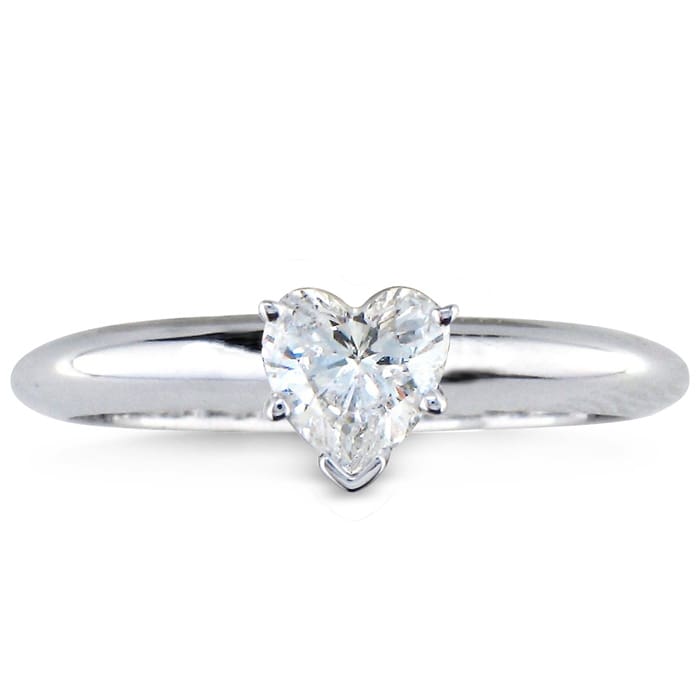 1 2 Carat Heart Shape Diamond Solitaire Ring In 14K White Gold
