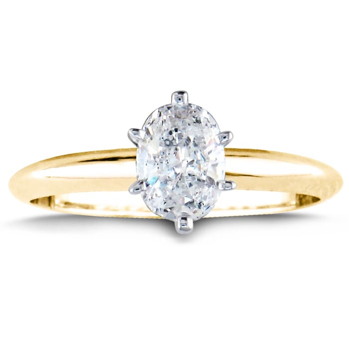 3 4 Carat Oval Shape Diamond Solitaire Ring In 14K Yellow Gold