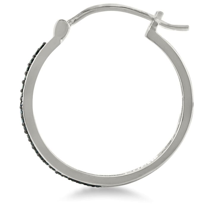 1/4ct Black Diamond Hoop Earrings.  Very Popular Full Hoop!