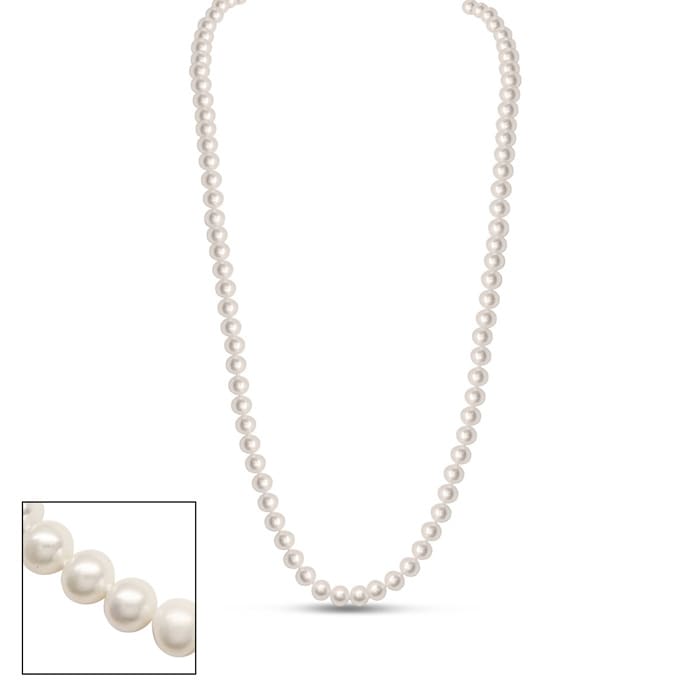 30 inch 6mm AA Pearl Necklace With 14K Yellow Gold Clasp