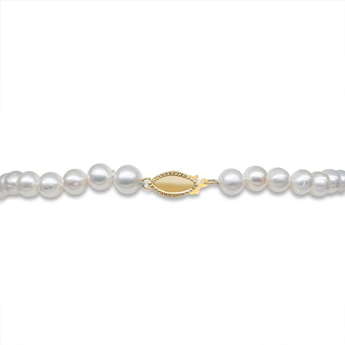 30 inch 6mm AA Pearl Necklace With 14K Yellow Gold Clasp