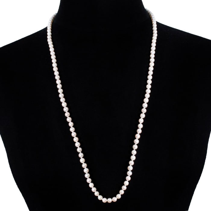 30 inch 6mm AA Pearl Necklace With 14K Yellow Gold Clasp