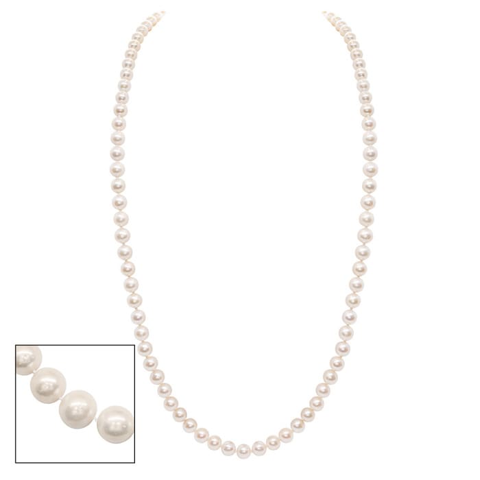 36 inch 7mm AA Pearl Necklace With 14K Yellow Gold Clasp