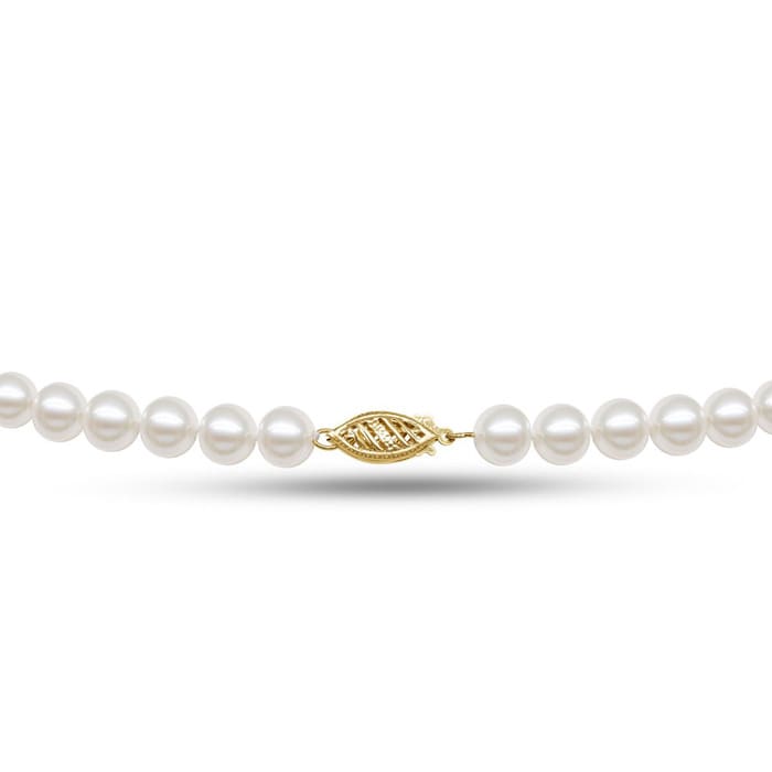 16 inch 7mm AA+ Pearl Necklace With 14K Yellow Gold Clasp