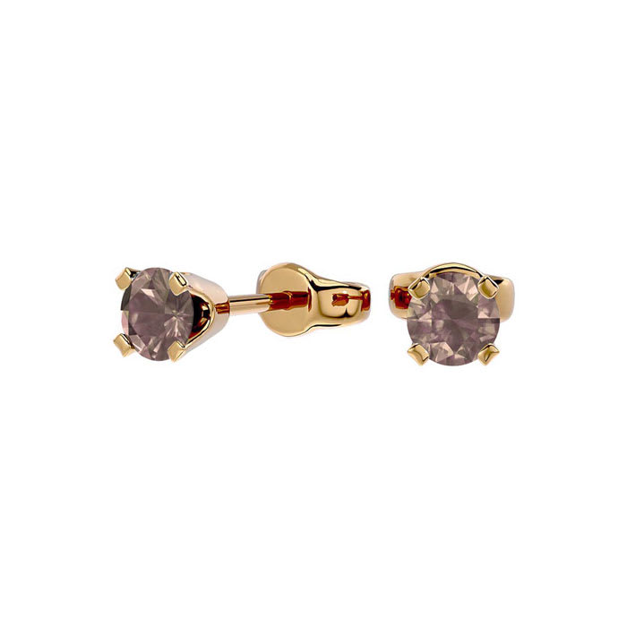 1/4 Carat Chocolate Bar Brown Champagne Diamond Stud Earrings in 14 Karat Yellow Gold FIlled