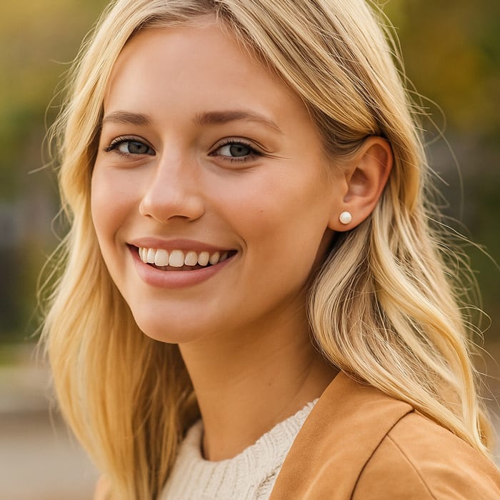 Pearl Stud Earrings With 8mm Cultured Pearls In 14 Karat White Gold