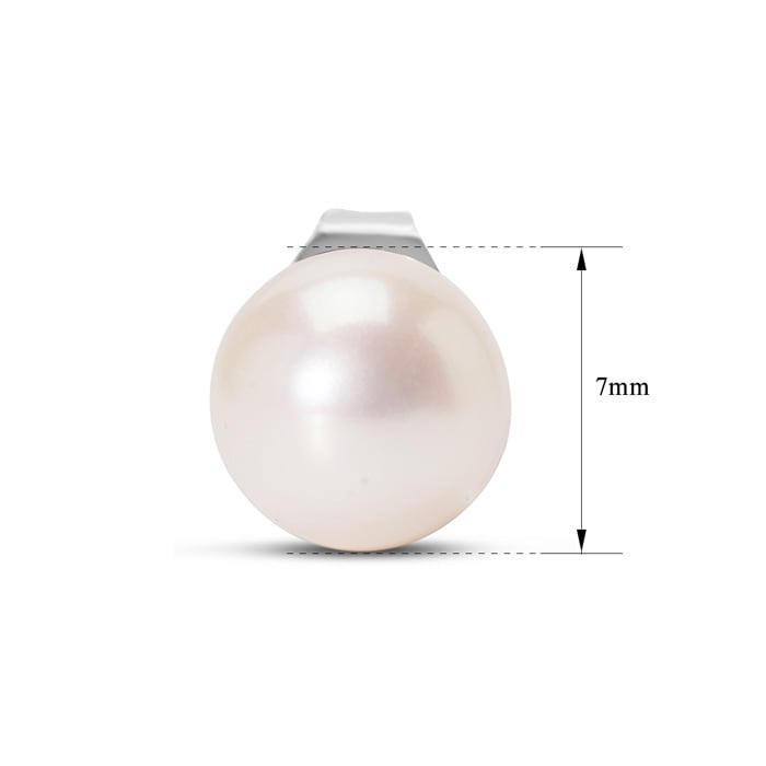 Pearl Stud Earrings With 7mm Cultured Pearls In 14 Karat White Gold