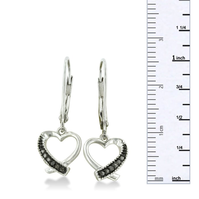 Black Diamond Dangle Heart Earrings
