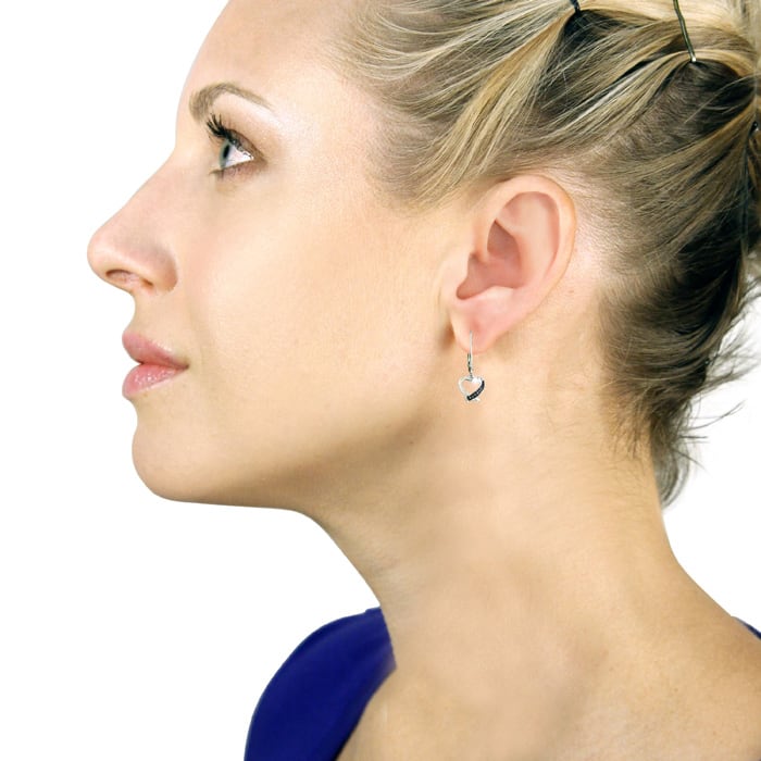 Black Diamond Dangle Heart Earrings
