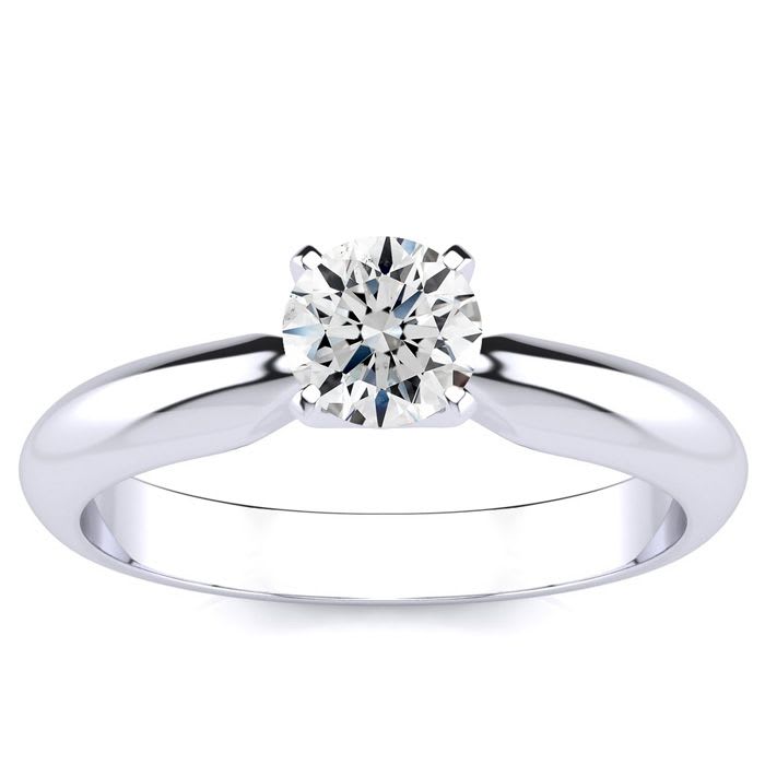 1/2 Carat Colorless Diamond Solitaire Engagement Ring in White