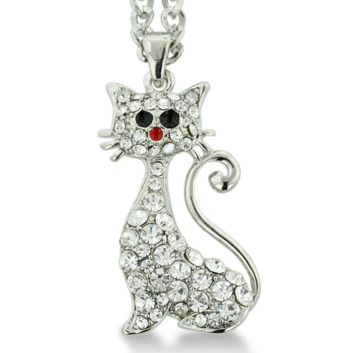 Sassy Cat Swarovski Crystal Elements Necklace Superjeweler Com
