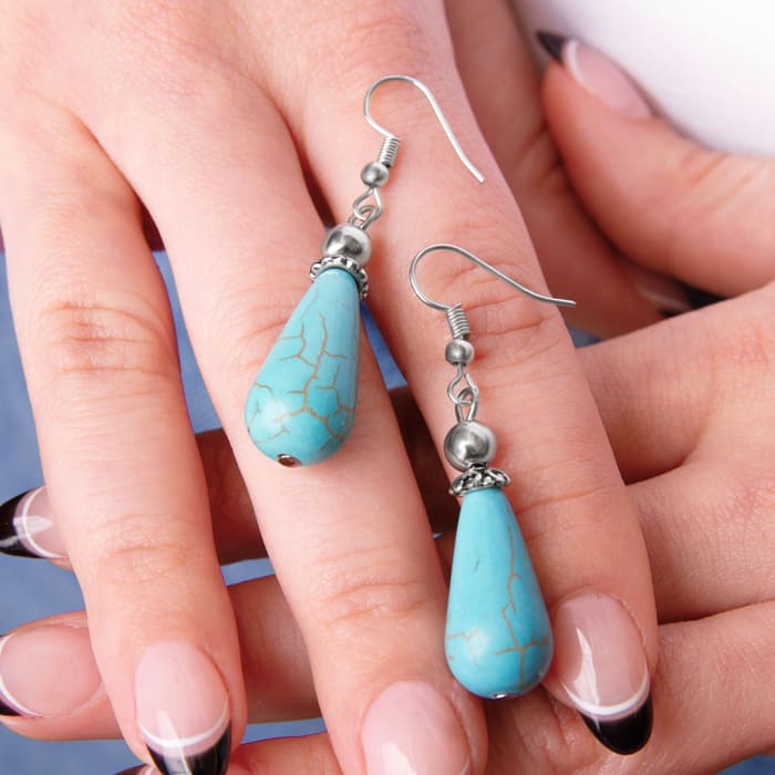 Turquoise Teardrop Earrings. Blowout For Summer!
