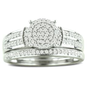 Estate Jewelry 1/3ct Big Looking Round Center Diamond Engagement Ring Bridal Set