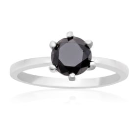 Estate Jewelry 1ct Black Diamond Ring In Sterling Silver, Size 5.0