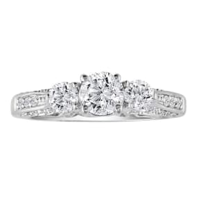 Hansa 1 1/2 Carat Natural Diamond Round Engagement Ring in 14k White Gold