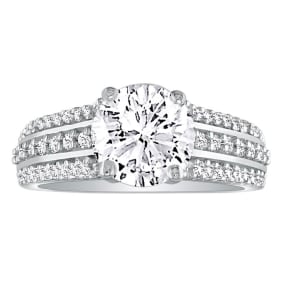 1 1/3 Carat Natural Round Diamond Engagement Ring in 14k White Gold