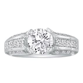 Hansa 2 3/4ct Diamond Round Engagement Ring in 14k White Gold, H-I, SI2-I1, Available Ring Sizes 4-9.5