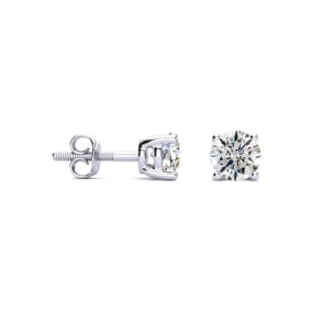 3/4 Carat Natural Diamond Stud Earrings In Platinum