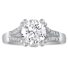 2/3 Carat Natural Round Diamond Engagement Ring in 14k White Gold