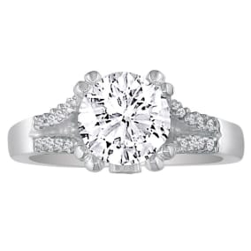 2/3 Carat Round Diamond Engagement Ring in 14k White Gold, H-I, SI2/I1,
