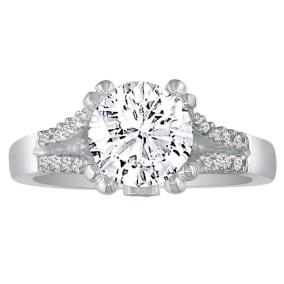 Hansa 1 3/4 Carat Natural Diamond Round Engagement Ring in 14k White Gold