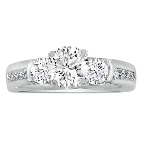 1.65ct Diamond Engagement Ring In 14K White Gold, 1ct Center Stone