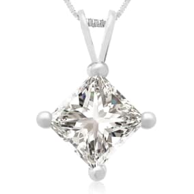 1.50ct 14k White Gold Princess Natural Diamond Pendant