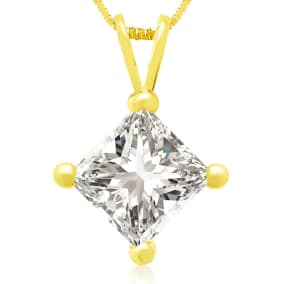 1.50ct 14k Yellow Gold Princess Natural Diamond Pendant