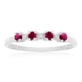 Dainty 1/2ct Ruby and Diamond Ring in Sterling Silver