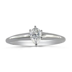 1/4 Carat Pear Shape Diamond Solitaire Ring In 14K White Gold