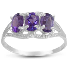 1 1/2ct Amethyst and Diamond Ring in Sterling Silver