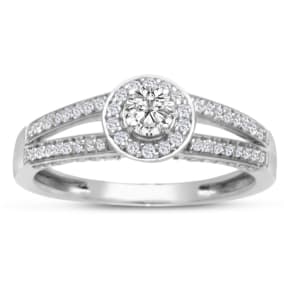 14 Karat  Engagement Rings Finely Crafted Split Band 1ct Diamond Engagement Ring, White Gold