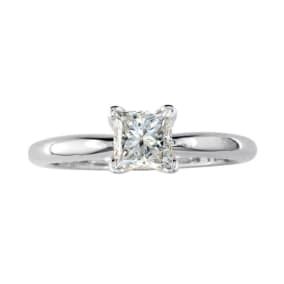 1/4 Carat Natural Princess Diamond Solitaire Engagement Ring In Platinum