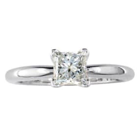 1/2 Carat Princess Diamond Solitaire Engagement Ring In Platinum