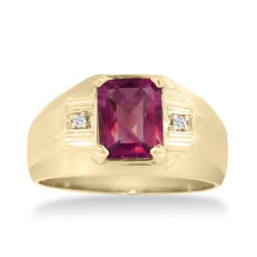 2 1/4ct Created Ruby and Diamond Men's Ring Crafted In Solid 14K Yellow Gold
