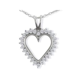 1ct Perfect Diamond Heart Pendant, 10k White Gold