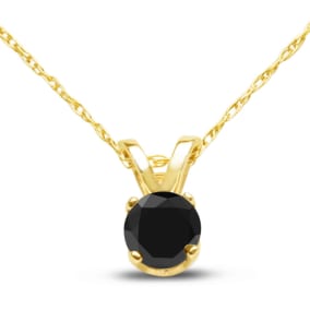 1/4ct Black Diamond Solitaire Pendant In 14k Yellow Gold