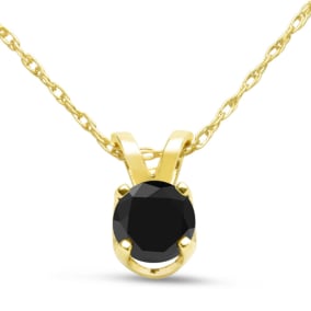 1/3ct Black Diamond Solitaire Pendant in 14k Yellow Gold