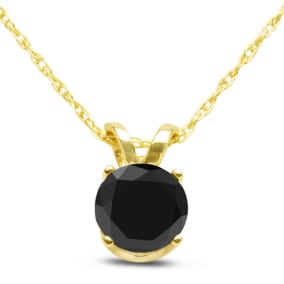 1/2ct Black Diamond Solitaire Pendant in 14k Yellow Gold