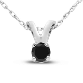 1/10 Carat Black Diamond Solitaire Necklace In Sterling Silver, 18 Inches