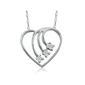 Fine Diamond Spray Heart Pendant, 14k White Gold