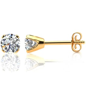 1 Carat Diamond Stud Earrings In 14 Karat Yellow Gold