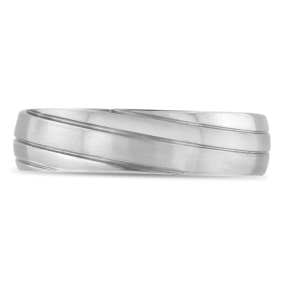 6 MM Brushed Finish Grooved Men's Titanium Ring Wedding Band