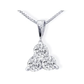 1/4ct Three Diamond Triangle Style Diamond Pendant In 14k White Gold