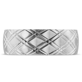 8 MM Brushed Argyle Design Men's Titanium Ring Wedding Band