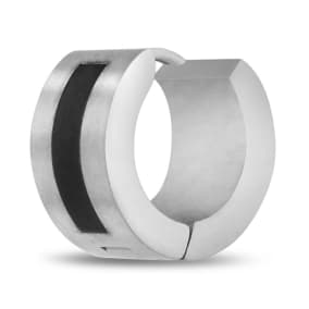 Men's 7 MM Two Tone Black Stainless Steel Hoop Huggie Earring