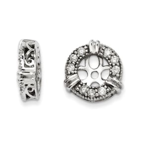 14K White Gold Diamond Earring Jackets, Fits 3/4-1ct Stud Earrings