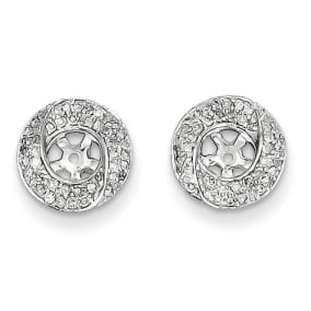 14K White Gold Pave Diamond Earring Jackets, Fits 1/3-1/2ct Stud Earrings
